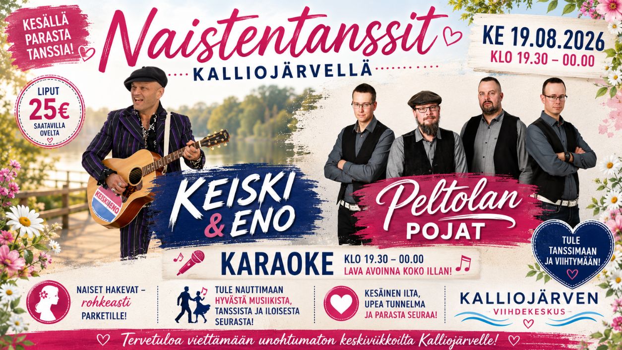 Ke 19.08 NAISTENTANSSIT – Keiski & ENO sekä Peltolan Pojat + karaoke