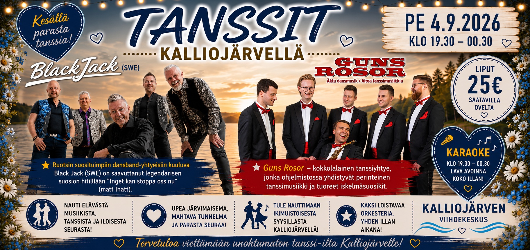 Pe 4.9.2026 TANSSIT -Black Jack (Swe) sekä Guns Rosor + karaoke